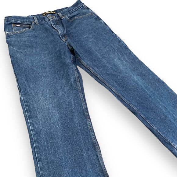 Mens Lee Blue Cotton Denim Boot Cut Regular Fit Work Utility Jeans Size 38x30 - Picture 16 of 16